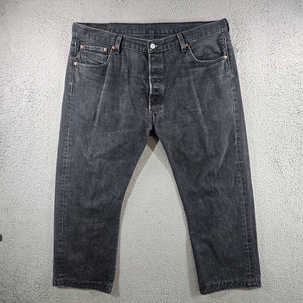 Levis 501 Mens Original Fit Button Fly Washed Black Denim Jeans 40x26